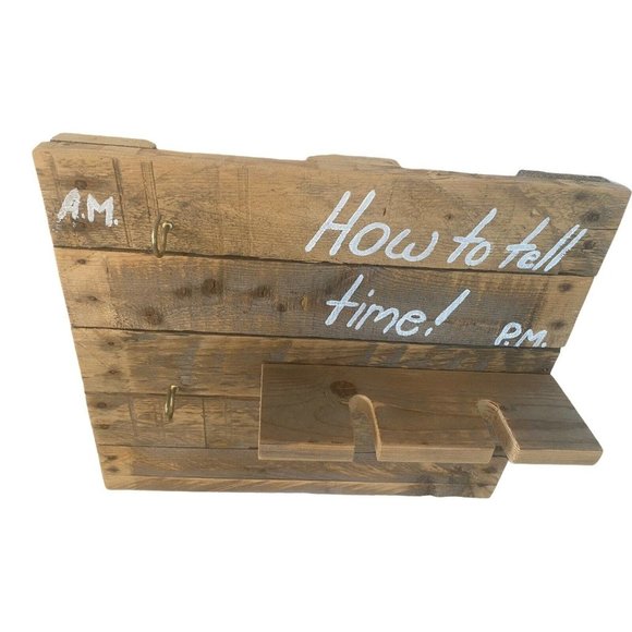 Rustic Wall Plaque "How To Tell Time" Wine Coffee - Picture 8 of 10